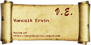Vancsik Ervin névjegykártya